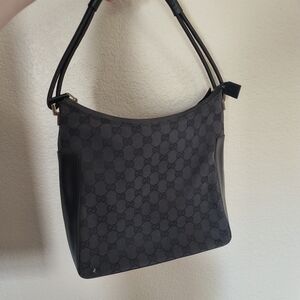 Gucci Vintage Black Monogram Shoulder Bag